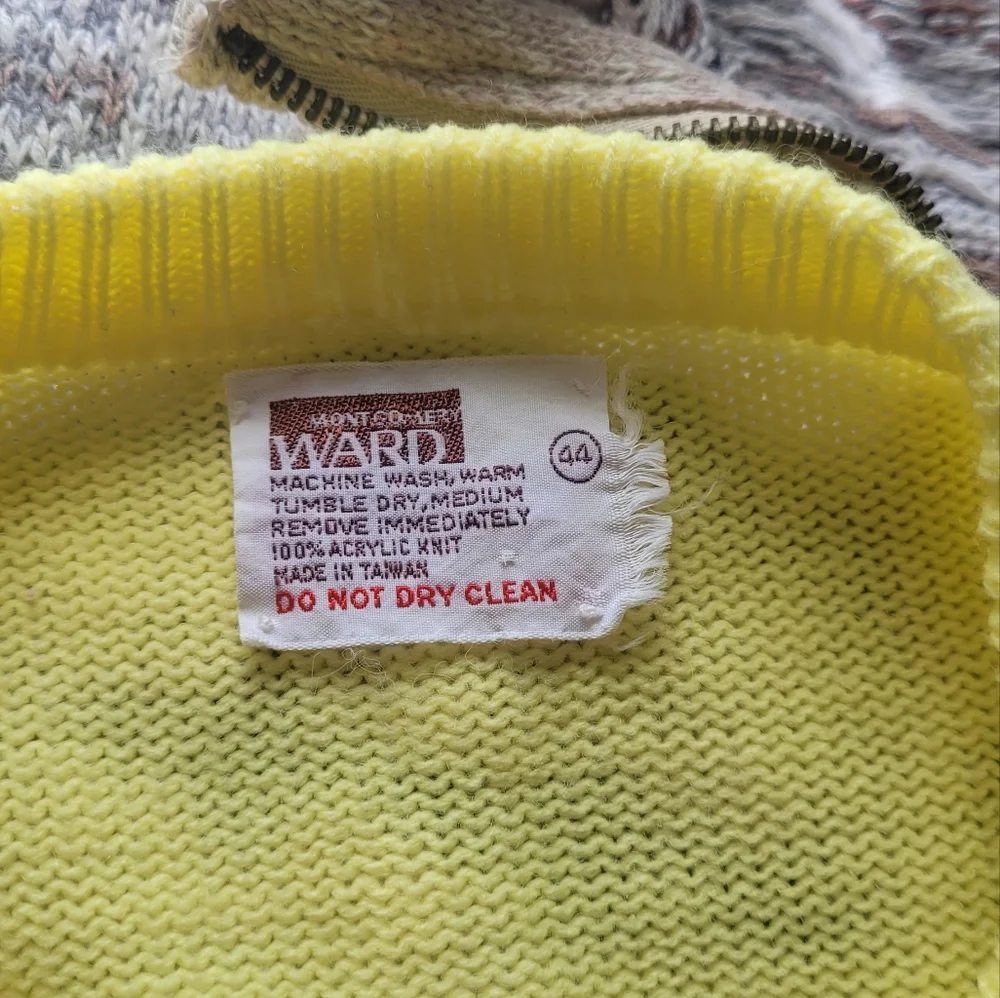 Vintage 70s Yellow Cardigan Sweater